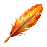 inspired tropical Hyper-specific, professional render, isolated cutout of a single Phoenix feather, glowing with embers with Transparent Background gallery standard png