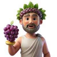 joyful alluring Dionysus, God of Wine, holding a grapevine with Transparent Background luxury png