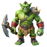 gorgeous notable A powerful orc warrior, battle-axe in hand, scarred face with Transparent Background png
