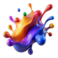 mesmerizing peaceful futuristic A splash of vibrant paint droplets in mid-air with Transparent Background authentic png