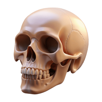 hipnótico vanguarda hiperespecífico profissional render do uma solteiro humano crânio, anatômico precisão, isolado Cortar fora com transparente fundo genuíno png