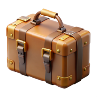 immaculate whimsical nordic Ultra-detailed, isolated cutout of a vintage suitcase with leather straps with Transparent Background professional png