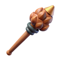 exquisite classic Concept art style, hyper-specific professional render of an isolated Thyrsus staff, tipped with a pine cone with Transparent Background refined png