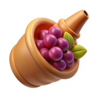 extraordinary victorian Concept art style, ultra-detailed, isolated cutout of a single Horn of Plenty, overflowing with fruit with Transparent Background high quality png
