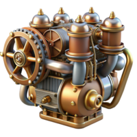 gorgeous unparalleled Steampunk airship engine with pistons, gears, and copper pipes with Transparent Background png