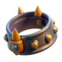 intense elegant Concept art style, isolated cutout of a single Cerberus collar, studded and glowing faintly with Transparent Background 8K png