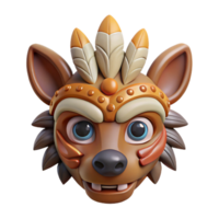 glorious calm rustic Isolated cutout, hyper-specific concept art style, ultra-detailed tribal ceremonial mask representing a spirit animal with Transparent Background exclusive png