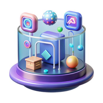 sought-after surreal Holographic display, futuristic interface icons, data streams with Transparent Background crisp png