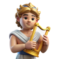 exquisite rustic Apollo, God of Music and Light, playing lyre, with Transparent Background ultra HD png