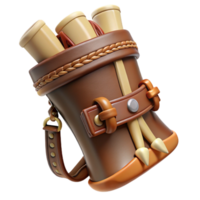 unparalleled abstract Ultra-detailed, photorealistic isolated cutout of a tribal hunter's handcrafted leather quiver with bone and wood details with Transparent Background professional png