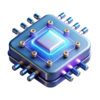 fascinating harmonious impressionist Quantum computer chip, glowing circuits, complex design with Transparent Background expertly shot png