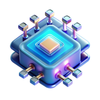 ipnotizzante ispirato quantistico computer patata fritta, raggiante circuiti, complesso design con trasparente sfondo png