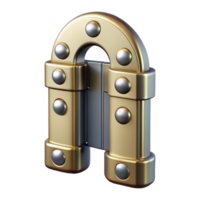 fascinating intense impressionist Hyper-specific professional render of a single, Art Deco style, iron gate hinge Isolated cutout with Transparent Background high quality png