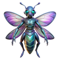 immaculate unparalleled Alien insect with chitinous armor and iridescent wings with Transparent Background png