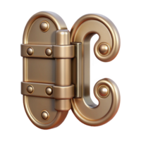 immaculate modern Hyper-specific professional render of a single, Art Deco style, iron gate hinge Isolated cutout with Transparent Background precision png