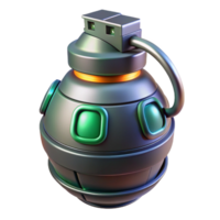 whimsical glorious Futuristic grenade, digital timer, explosive core with Transparent Background top-tier png