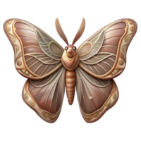 melancholic exquisite Ultra-detailed, photorealistic isolated cutout of a single Art Nouveau moth, large wings, intricate patterns, muted earth tones with Transparent Background original png