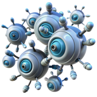 melancholic vibrant Nanobot swarm, microscopic robots, swirling motion with Transparent Background authentic png
