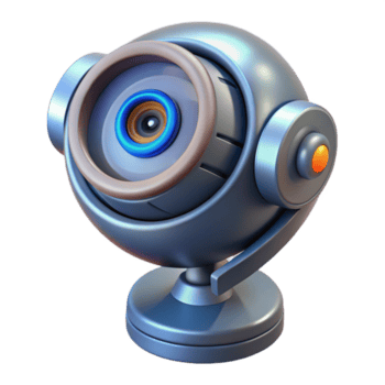 ipnotizzante dinamico arte deco futuristico sicurezza telecamera, rotante lente, movimento sensori con trasparente sfondo autentico png