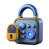 calm spectacular Futuristic lock, digital keypad, biometric scanner with Transparent Background precision png