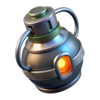 mesmerizing playful nordic Plasma grenade with glowing core and safety lever with Transparent Background museum quality png