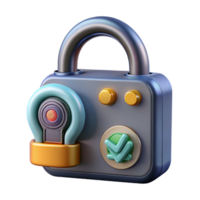 memorable minimalist Futuristic lock, digital keypad, biometric scanner with Transparent Background genuine png