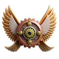 fascinating baroque Steampunk wings made of gears, clockwork, and leather with Transparent Background crisp png