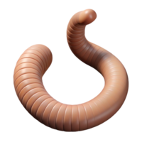 joyful picturesque Professional render hyper-specific image of a single earthworm, segmented body, with Transparent Background authentic png