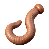 distinguished vintage Professional render hyper-specific image of a single earthworm, segmented body, with Transparent Background studio quality png