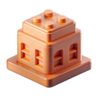 hypnotic dreamy elegant Concept art style, isolated cutout of a single, D-printed, bio-plastic building brick with Transparent Background original png