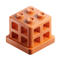 extraordinary passionate renaissance Concept art style, isolated cutout of a single, D-printed, bio-plastic building brick with Transparent Background crisp png
