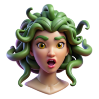 tranquil stunning A fearsome medusa, snakes for hair, piercing gaze with Transparent Background studio quality png