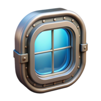 glorious peaceful mid-century Spaceship window with reinforced glass and view port with Transparent Background authentic png
