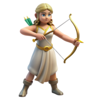 mesmerizing abstract Artemis, Goddess of the Hunt, with bow and arrow, with Transparent Background perfect clarity png
