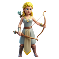 gorgeous tranquil baroque Artemis, Goddess of the Hunt, with bow and arrow, with Transparent Background impeccable png