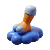 magnificent memorable Concept art style, isolated cutout of a single human foot stepping on a cloud with Transparent Background png