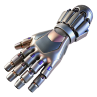iconic abstract Photorealistic, ultra-detailed, hyper-specific professional render of a futuristic cybernetic prosthetic arm, isolated cutout with Transparent Background museum quality png