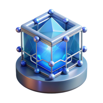 inmaculado celebrado datos almacenamiento cristal con brillante interno estructura y datos corrientes con transparente antecedentes png