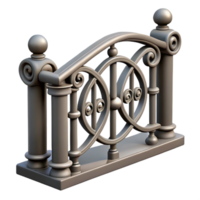 harmonious vibrant Photorealistic, ultra-detailed, isolated cutout of a single, decorative, cast iron railing section with Transparent Background elite png