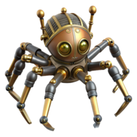 fascinating quintessential Steampunk clockwork spider automaton with eight articulated legs with Transparent Background png
