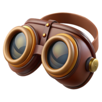 celebrated retro Steampunk goggles with flip-up lenses and leather side shields with Transparent Background perfect clarity png