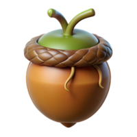 immaculate timeless Photorealistic, ultra-detailed professional render of a single, sprouting acorn with visible root tendrils Isolated cutout with Transparent Background png