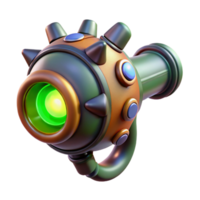impressive surreal Bio-engineered weapon with organic components and glowing energy core with Transparent Background detailed png