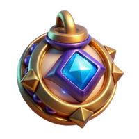 whimsical serene Amulet of Power, glowing magical artifact, with Transparent Background high resolution png