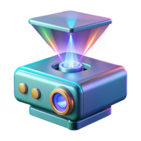 joyful wonderful Holographic projector emitting a glowing D image with Transparent Background luxury png