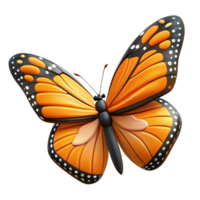 iconic nordic Hyper-specific, concept art style, isolated cutout of a single, Monarch butterfly with fully open wings displaying intricate patterns with Transparent Background original png