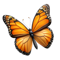 exceptional baroque Hyper-specific, concept art style, isolated cutout of a single, Monarch butterfly with fully open wings displaying intricate patterns with Transparent Background fine detail png