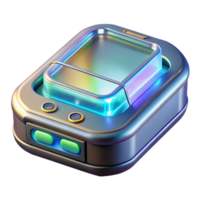 exquisite timeless Hyper-specific, professional render of a futuristic, sleek communication device with holographic display with Transparent Background png