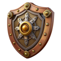 dazzling classic Steampunk shield with intricate metalwork and a central emblem with Transparent Background impeccable png