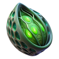 immaculate surreal Alien seed pod with glowing interior and intricate organic patterns with Transparent Background sharp png